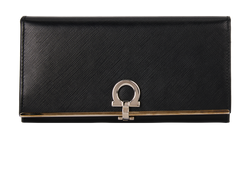 Salvatore Ferragamo Gancini Icona Wallet, Leather, Black, MII, B, 3*